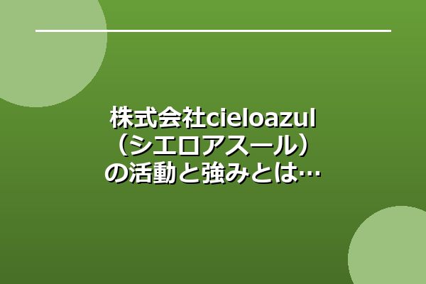 株式会社cielo azul（シエロアスール）の活動と強みとは